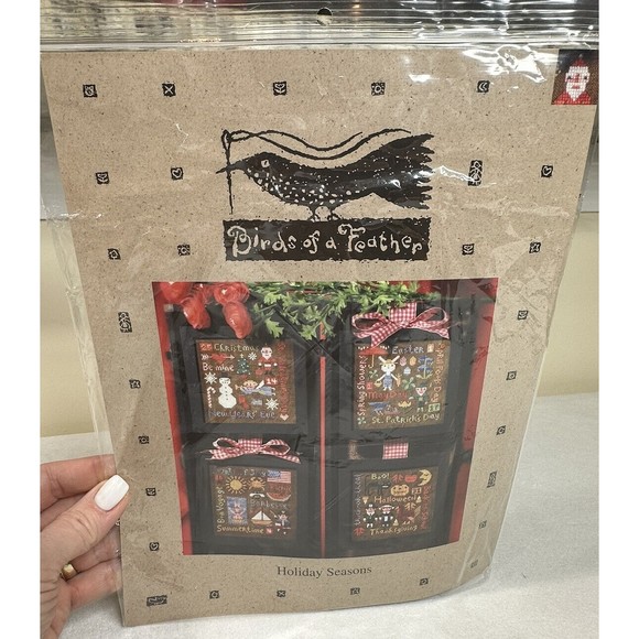 RARE Birds of a Feather Holiday Seasons Cross Stitch Kit Complete - NEW - Picture 10 of 11